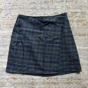 Hollister Tartan Mini Skirt in Green and Blue